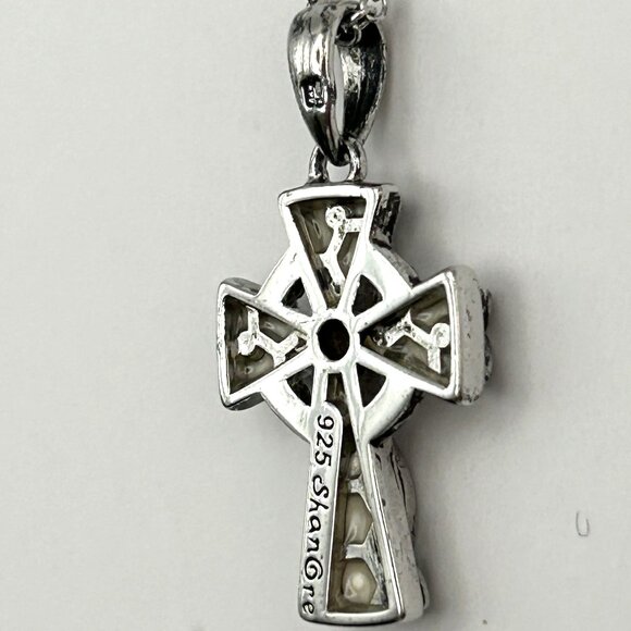 Celtic Trinity Knot Cross 925 Sterling Silver Embellished with Crystals - Picture 2 of 9
